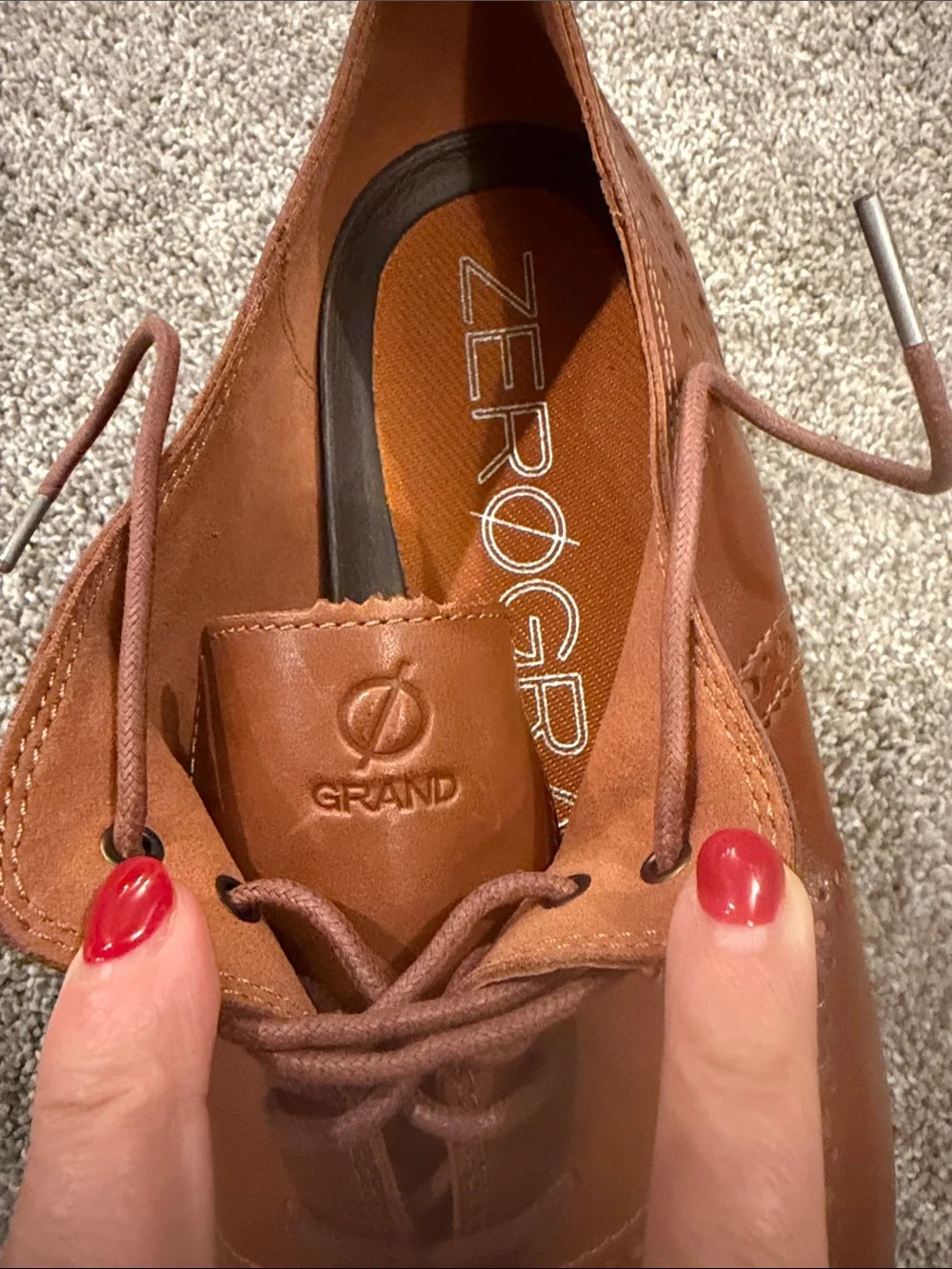 Cole Haan Cognac Leather Wingtip Derby Shoes